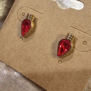 Elegant Gold and Red Light bulb Earrings